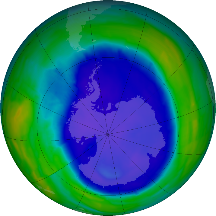 Antarctic ozone map for 19 September 2015